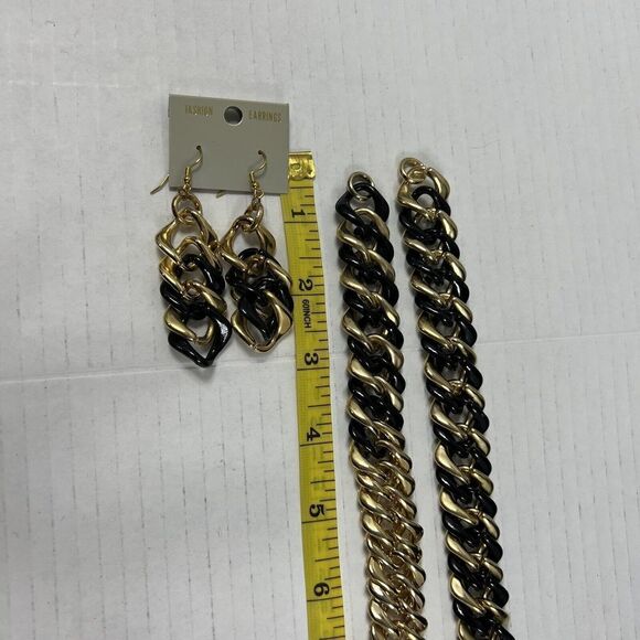 3 Piece Set Light Link Necklace Curb Cuban Link Chain Necklace Bracelet Earrings - Picture 7 of 8